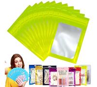 100 Bolsa de Embalaje de Mylar Papel Aluminio con Cremallera,9x12cm Verde Resellables Transparencia Bolsas Planas Prueba de Olor,para Café Fruta Dulces Comida Joyería Galletas Almacenamiento