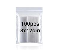 100 bolsas con cierre a presión, bolsas pequeñas con cremallera, 8 x 12 cm, bolsas de plástico con cierre, bolsas reutilizables aplicables, componentes electrónicos, artículos de papelería