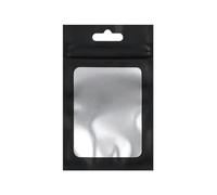 100 bolsas con cierre de cremallera de papel de Mylar negro mate con agujero para colgar, bolsas de embalaje de almacenamiento de alimentos con muesca de desgarro reutilizables, color negro, 13x25cm