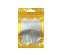 100 bolsas con cierre de cremallera de papel de Mylar negro mate con agujero para colgar, bolsas de embalaje de almacenamiento de alimentos con muesca de desgarro reutilizables, color dorado, 10,5x15c