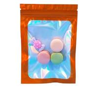 100 bolsas con cierre de cremallera de papel de Mylar negro mate con agujero para colgar, bolsas de embalaje de almacenamiento de alimentos con muesca de desgarro reutilizables, color naranja holográf