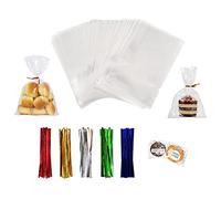 100 bolsas de celofán transparentes, bolsas pequeñas de 5 x 7 pulgadas con corbatas, bolsas para tartas, bolsas de caramelo, bolsas de golosinas, bolsas de arroz, bolsas transparentes para fiestas de