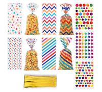 100 Bolsas De Dulces, 100 Alambres De Corbata, 3 Pegatinas De Arco Iris Láser, Bolsas De Fiesta De Dulces, Bolsas De Dulces Para Fiestas Para Niños, Bolsas De Postre Personalizadas