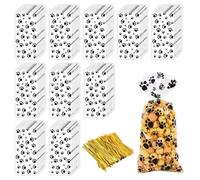 100 Bolsas De Dulces Con Estampado De Pata De Perro, 100 Piezas De Sellos Atados, Bolsas De Plástico Transparentes, Lindas Bolsas De Regalo Impresas, Bolsas De Embalaje De Alimentos