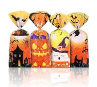 100 bolsas de Halloween con cierres retorcidos, bolsa de regalo para fiestas de Halloween Goody Candy Bag Cookies Snack Gift Trick or Treat Bolsas para niños Halloween Party Supply