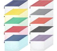 100 bolsas de malla con cremallera impermeables de malla con cremallera, carpeta de archivos de plástico para la escuela, oficina, suministros de organización para documentos, juegos de mesa, rompecabezas (color vivo, A4 (13.2 x 9.4 pulgadas)