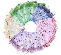 100 bolsas de organza con estrella luna, bolsas de regalo para boda, fiesta, día de San Valentín (color mixto, 3.5 x 4.7 pulgadas)