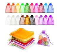100 bolsas de organza de colores para caramelos, bolsas de grageas para boda, cumpleaños, comunión, regalo, dulces, joyas, con cordón (7 x 9 cm)