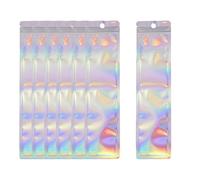 100 bolsas de papel de aluminio resellables, bolsas de almacenamiento holográficas con cremallera, bolsas de embalaje para bolígrafos, joyas, cosméticos, suministros de pequeñas empresas, 2.4 x 9