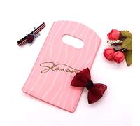 100 bolsas de plástico de 8,9 x 15 cm, bolsas de compras, bolsas de regalo, bolsas con asas troqueladas, color rosa