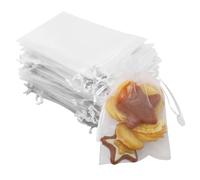 100 bolsas de regalo de organza transparente blancas, bolsas de joyería, pequeñas bolsas de regalo con cordón, para bodas, Navidad, cumpleaños, fiesta de aniversario, día de San Valentín (10 x 15 cm)
