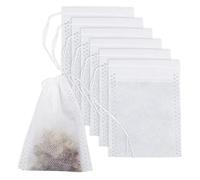 100 bolsas de té reutilizables de 9 x 7 cm, bolsas de té vacías con cordón, filtro de té, infusor de té suelto para especias de té
