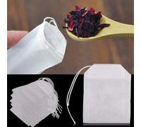 100 bolsas de té vacías con cuerda para sellado térmico de 5,5 x 7 cm, material no tejido para té, café, hierbas, aromatizadas, uso en sopas y hierbas