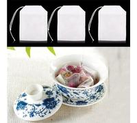 100 bolsas de té vacías reutilizables con cordón de 5,5 x 7 cm, para hojas de té, hierbas y especias, tela no tejida, color blanco