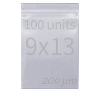 100 Bolsas gruesas pequeñas 9 x 13 cm. 200 micras de grosor con cierre ZIP. Bolsas de plástico transparentes con Autocierre. Bolsa reutilizable para almacenamiento. Medida interior: 9x11.5 cm