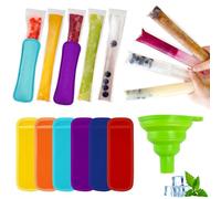 100 Bolsas para Moldes de Helado con Embudo, Soporte de Neopreno para Helados Caseros sin BPA, Bolsas de Molde para Yogur y Caramelos (Incluye 1 Embudo Verde + 6 Soportes de Neopreno)