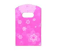 100 bolsas pequeñas de plástico de 3.5 x 5.9 pulgadas, bolsas de compras, bolsas al por menor, bolsas de regalo con asas troqueladas, flores rosas (más patrones disponibles)