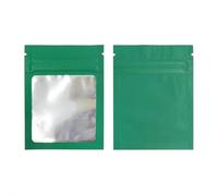 100 bolsas planas con cierre de aluminio, for sales baño, cosméticos, un lado transparente, mini gruesas Mylar resellables hermético(Green)