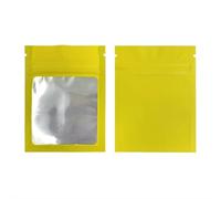 100 bolsas planas con cierre de aluminio, for sales baño, cosméticos, un lado transparente, mini gruesas Mylar resellables hermético(Yellow)