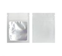 100 bolsas planas con cierre de aluminio, for sales baño, cosméticos, un lado transparente, mini gruesas Mylar resellables hermético(White)