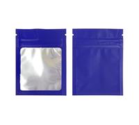 100 bolsas planas con cierre de aluminio, for sales baño, cosméticos, un lado transparente, mini gruesas Mylar resellables hermético(Deep Blue)