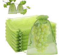 100 bolsas protectoras para uvas, 20 x 30 cm, bolsa de red para uvas, jardín, protección contra mosca de vinagre de cereza, avispas y pájaros (verde musgo)