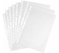100 bolsillos perforados A4, carteras de plástico transparente, bolsillos Polly, fundas de plástico A4