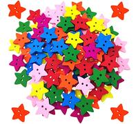 100 botones de estrella de madera coloridos con 2 agujeros, botones rústicos para ropa, costura, álbumes de recortes, manualidades, decoración de bricolaje