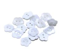 100 Botones de Flores de Ciruelo para Coser - Decorativos para Ropa y Bebé, 2 Agujeros, Resina (Blanco)