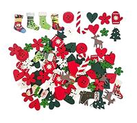 100 botones de madera de Navidad, varios botones de costura pequeños coloridos para manualidades, cierres de madera de 2 agujeros para álbumes de recortes y tejer, patrones mixtos para proyectos de