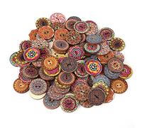 100 Botones de Madera Redondos de 25 mm, Mixtos, de Flores y Amor para Costura, Manualidades y Decoración - Hechos a Mano
