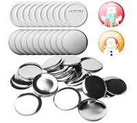 100 botones vacíos de 58 mm, botones de metal para máquina de botones, accesorios para hacer insignias con imperdible y lámina transparente