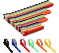 100 bridas de 10/15/20 cm, reutilizables, cinta de gancho y bucle, multicolor, tipo T, correas ajustables, organizadoras largas (mezcla aleatoria, 12 x 150 mm, 100 unidades)