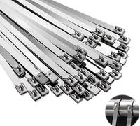 100 Bridas De Acero Inoxidable, Ancho 4,6-19 mm, Longitud 100-1500 mm, Bridas De Acero Inoxidable 304 Resistentes for Atar, Jardinería Y Exteriores.(19x1200mm)