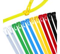 100 bridas de cable liberables de color de 12 pulgadas, ajustables, reutilizables, de 50 libras, de resistencia a la tracción, bridas de nailon para cables de plástico multiusos para puertas y