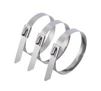 100 bridas metálicas de acero inoxidable con cierre automático, resistentes, for cables, organizador escape for el hogar y la oficina - Fácil Instalación(4.6x150mm)