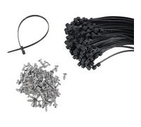 100 bridas negras de 12 pulgadas con agujero de montaje de tornillo, cable de nailon para uso exterior e industrial, nailon