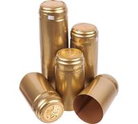 100 Cabezales Termoencogibles Dorados 33x55 mm - Cierre Hermético para Botellas de Vino, Decoración para Licores Caseros