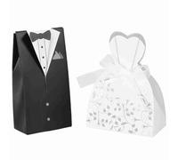 100 cajas de dulces para bodas, juego de estuches de regalo románticos, elegantes y originales con encajes, recipientes de cartón para obsequios de boda para invitados. (Smoking)