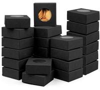 100 cajas de papel Kraft marrón con ventana, 3" x 3" x 1,2" Cajas para mini galletas, jabón, trufas de chocolate, pasteles, donuts, macarons, caramelos (Negro)