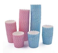 100 cajas de papel para magdalenas de magdalenas, cumpleaños, fiesta de boda, cocina, 5 x 6 x 4,7 cm (rosa/azul)