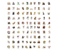 100 calcomanías de gato, juego de calcomanías adhesivas de impresión transparente, paquete de vinilo impermeable, bonitos diseños felinos para botellas, teléfono, laptop, monopatín, diario, álbum de