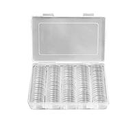 100 cápsulas de almacenamiento de monedas de 25 mm, caja redonda de plástico transparente, funda protectora para colección, caja de almacenamiento de plástico