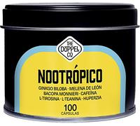 100 Cápsulas de Nootrópico Natural - 800 mg - Memoria, Concentración, Energía - Ginkgo Biloba, Melena de Leon, Cafeina, Bacopa Monnieri, Tirosina, Teanina, Huperzia - Fabricado en España