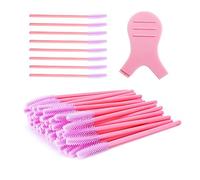 100 Cepillos de Pestañas y 1 en Forma de Y, Bobina de Extensión de Pestañas de Silicona, Barra de Rímel, Peine de Cejas, Herramienta de Maquillaje (Rosa)