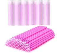 100 cepillos micro aplicadores, extensiones de pestañas desechables, micro cepillo hisopos rosa máscara aplicador herramienta de injerto para aplicación de pestañas de maquillaje