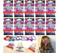 100 cintas elásticas para el pelo de Trolls para niñas, bandas elásticas para el pelo, soportes para cola de caballo, bandas de pelo multicolor para niñas, sin costuras, accesorios suaves para el