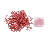 100 clips de papel en forma de casa, alambre de hierro, multifuncionales, decorativos, marcadores de libros, clips de papel para suministros de oficina, regalos escolares, clips (Roja)