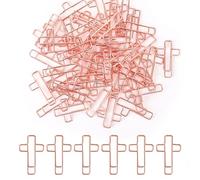 100 Clips Papel Cruz, Clips Papel con Forma de Cruz Bíblica Marcadores de Página Cristianos Accesorios para el Estudio Bíblico Regalos Cristianos para Mujeres y Hombres (Oro Rosa)