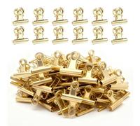 100 clips pequeños de bulldog de 22 mm, miniclips de metal dorado, mini clips para carpetas, multiusos, clips de fotos, bolsos, dibujos, oficina